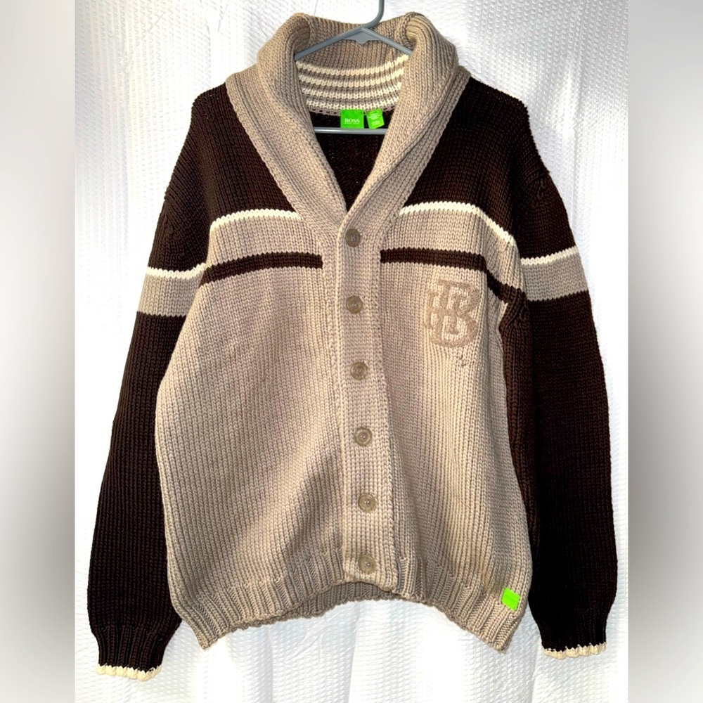 BOSS by Hugo Boss men's 100% Virgin Wool cardigan sweater Size L (Defective)